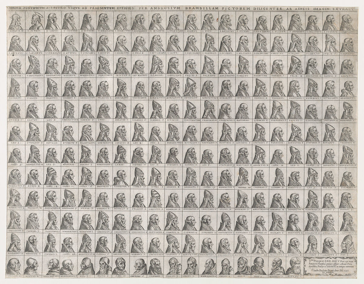 Small Portraits of the Popes from Christ to Sixtus V, from "Speculum Romanae Magnificentiae", Giovanni Ambrogio Brambilla (Italian, active Rome, 1575–99), Engraving 