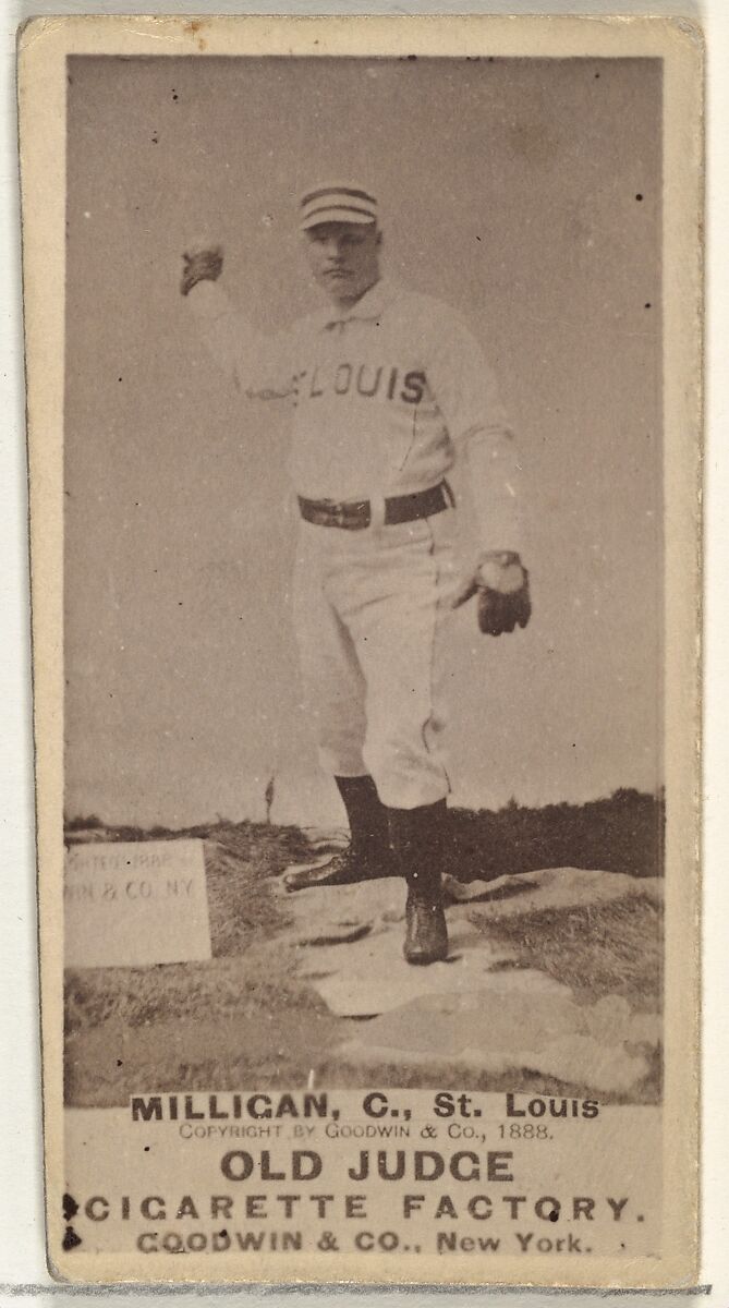 Jocko Milligan, Catcher, St. Louis Browns, from the Old Judge series (N172) for Old Judge Cigarettes, Issued by Goodwin &amp; Company, Albumen photograph 