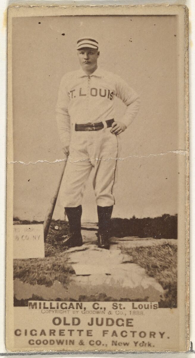 Jocko Milligan, Catcher, St. Louis Browns, from the Old Judge series (N172) for Old Judge Cigarettes, Issued by Goodwin &amp; Company, Albumen photograph 