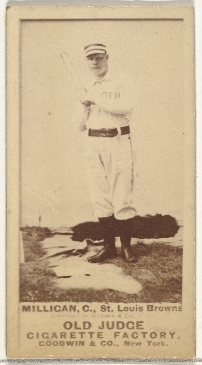 Jocko Milligan, Catcher, St. Louis Browns, from the Old Judge series (N172) for Old Judge Cigarettes, Issued by Goodwin &amp; Company, Albumen photograph 