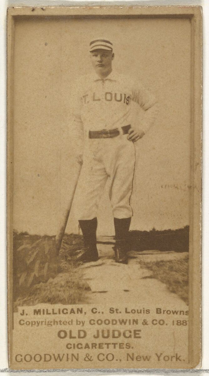 Jocko Milligan, Catcher, St. Louis Browns, from the Old Judge series (N172) for Old Judge Cigarettes, Issued by Goodwin &amp; Company, Albumen photograph 