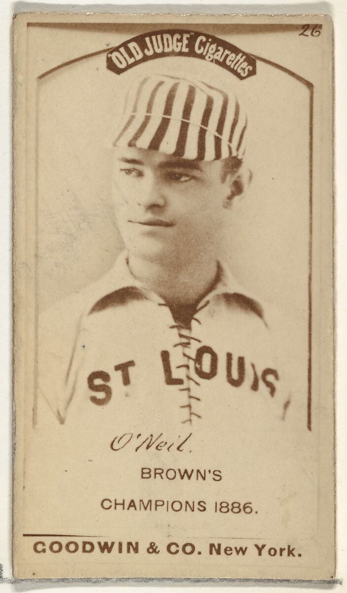 James Edward "Tip" O'Neill, Left Field, St. Louis Browns, from the Old Judge series (N172) for Old Judge Cigarettes, Issued by Goodwin &amp; Company, Albumen photograph 