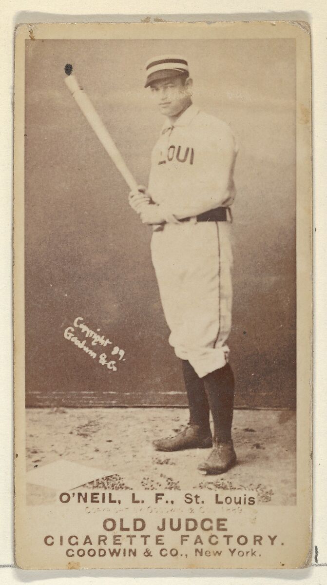 James Edward "Tip" O'Neill, Left Field, St. Louis Browns, from the Old Judge series (N172) for Old Judge Cigarettes, Issued by Goodwin &amp; Company, Albumen photograph 