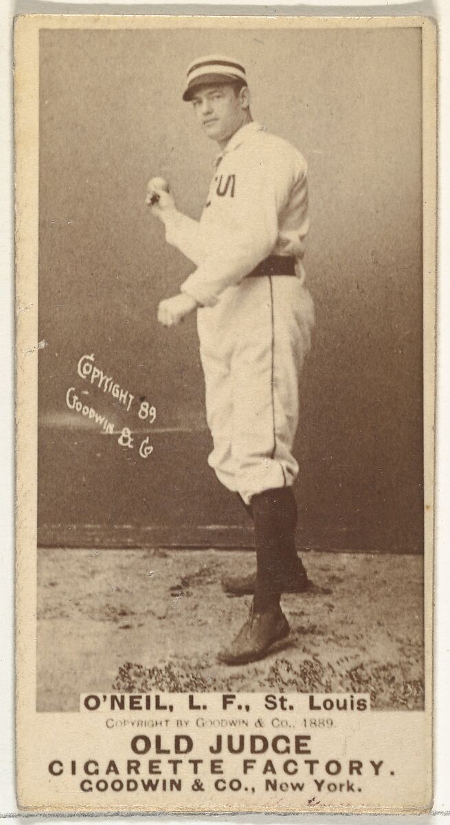 James Edward "Tip" O'Neill, Left Field, St. Louis Browns, from the Old Judge series (N172) for Old Judge Cigarettes, Issued by Goodwin &amp; Company, Albumen photograph