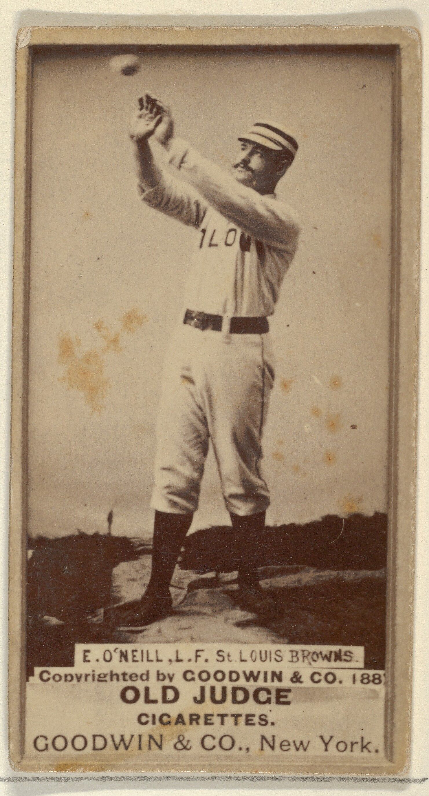 James Edward "Tip" O'Neill, Left Field, St. Louis Browns, from the Old Judge series (N172) for Old Judge Cigarettes, Issued by Goodwin &amp; Company, Albumen photograph 