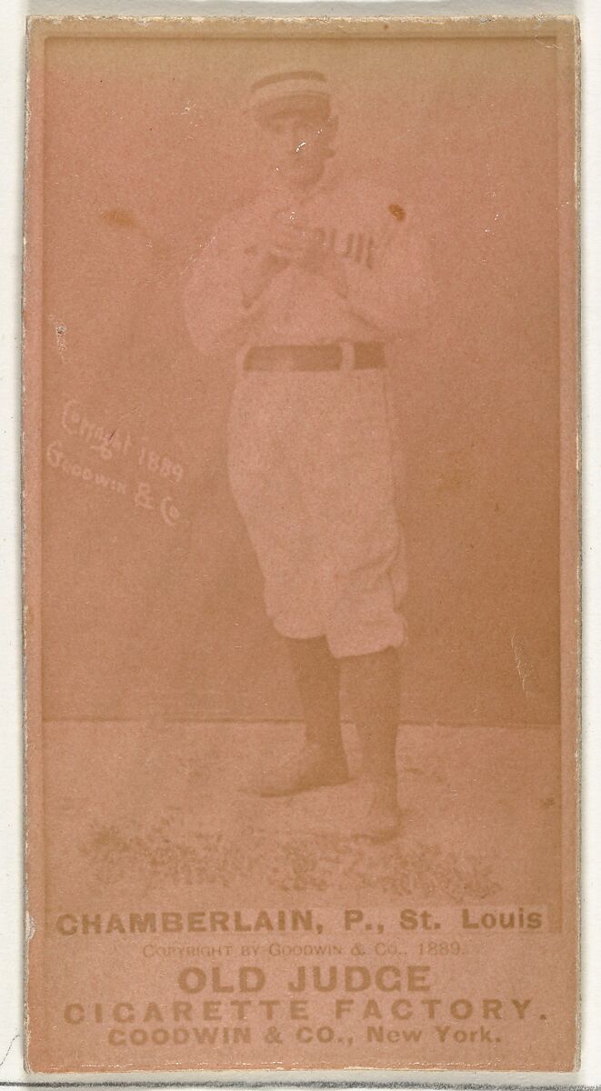 Elton P. "Ice Box" Chamberlain, Pitcher, St. Louis Browns, from the Old Judge series (N172) for Old Judge Cigarettes, Issued by Goodwin &amp; Company, Albumen photograph 