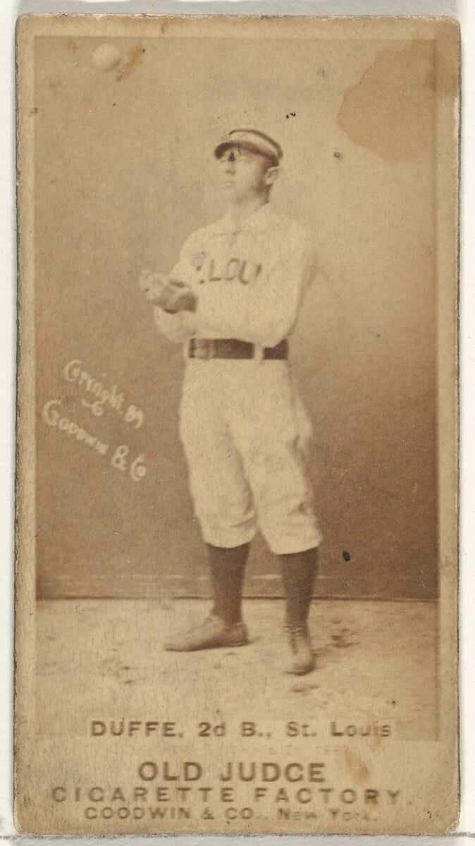 Charles Edward "Charlie" Duffee, 2nd Base, St. Louis Browns, from the Old Judge series (N172) for Old Judge Cigarettes, Issued by Goodwin &amp; Company, Albumen photograph 
