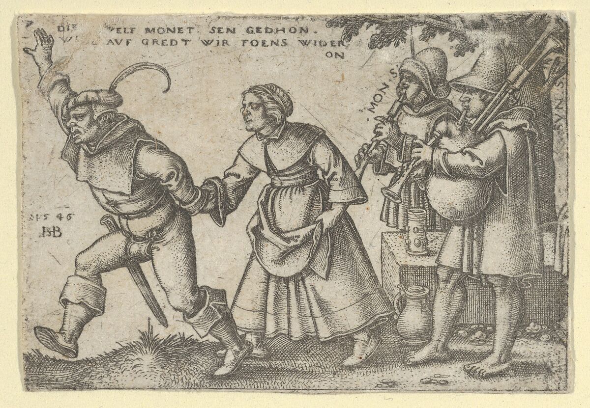 The Year's End from "The Peasants' Feast" or "The Twelve Months", Sebald Beham (German, Nuremberg 1500–1550 Frankfurt), Engraving; second state of two (Pauli) 