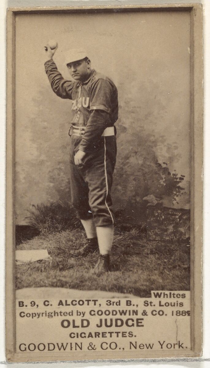 Alcott, 3rd Base, St. Louis Whites, from the Old Judge series (N172) for Old Judge Cigarettes, Issued by Goodwin &amp; Company, Albumen photograph 