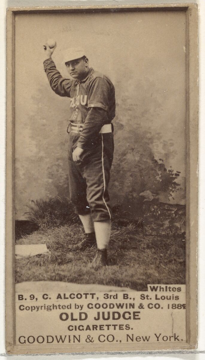 Alcott, 3rd Base, St. Louis Whites, from the Old Judge series (N172) for Old Judge Cigarettes, Issued by Goodwin &amp; Company, Albumen photograph 
