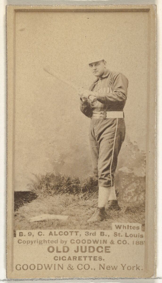 Alcott, 3rd Base, St. Louis Whites, from the Old Judge series (N172) for Old Judge Cigarettes, Issued by Goodwin &amp; Company, Albumen photograph 