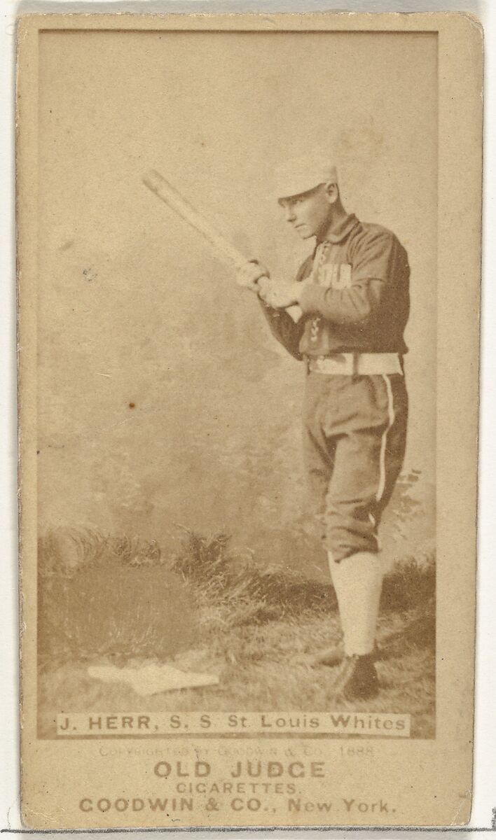 Herr, Shortstop, St. Louis Whites, from the Old Judge series (N172) for Old Judge Cigarettes, Issued by Goodwin &amp; Company, Albumen photograph 