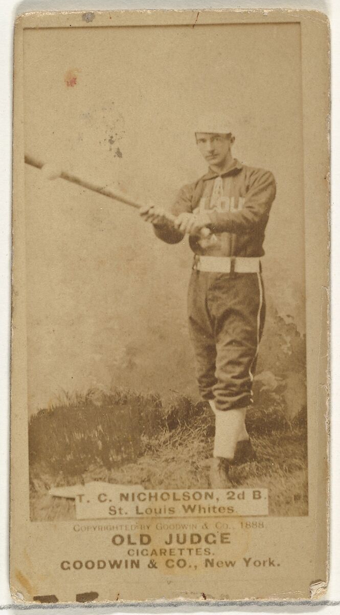 Nicholson, 2nd Base, St. Louis Whites, from the Old Judge series (N172) for Old Judge Cigarettes, Issued by Goodwin &amp; Company, Albumen photograph 