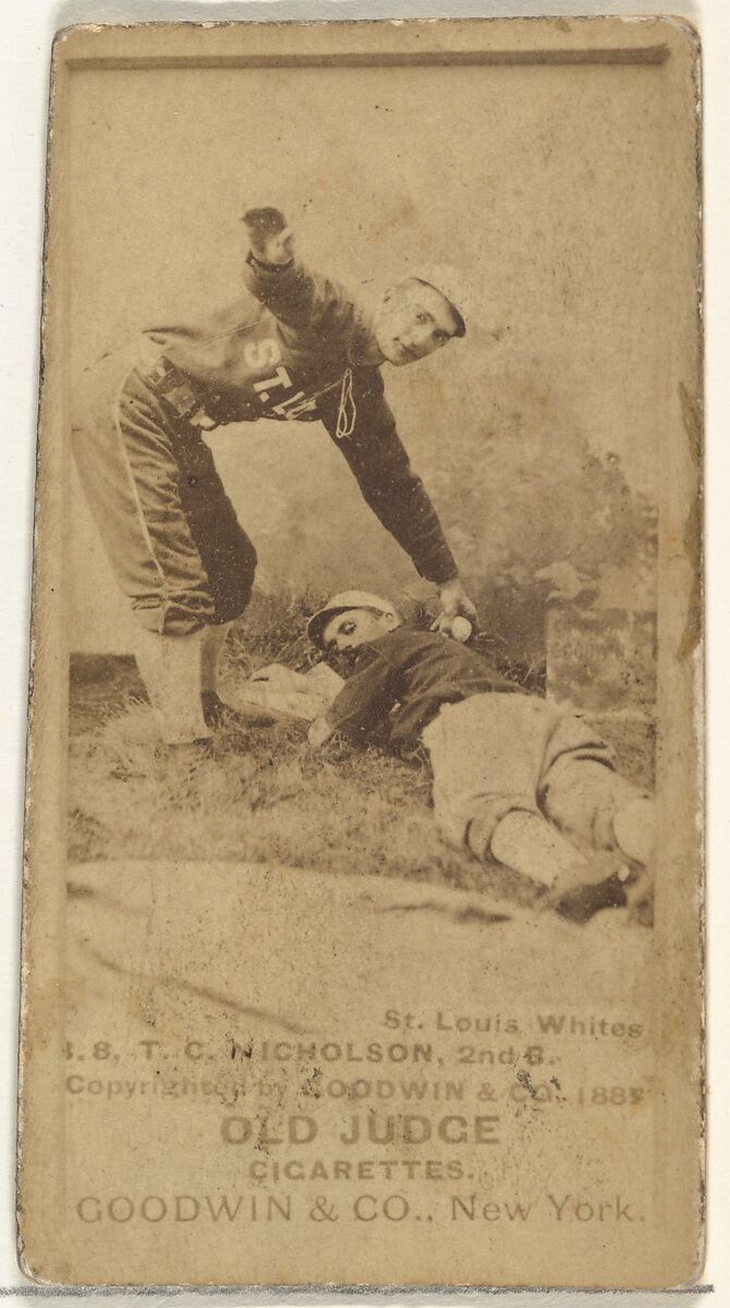 Nicholson, 2nd Base, St. Louis Whites, from the Old Judge series (N172) for Old Judge Cigarettes, Issued by Goodwin &amp; Company, Albumen photograph 
