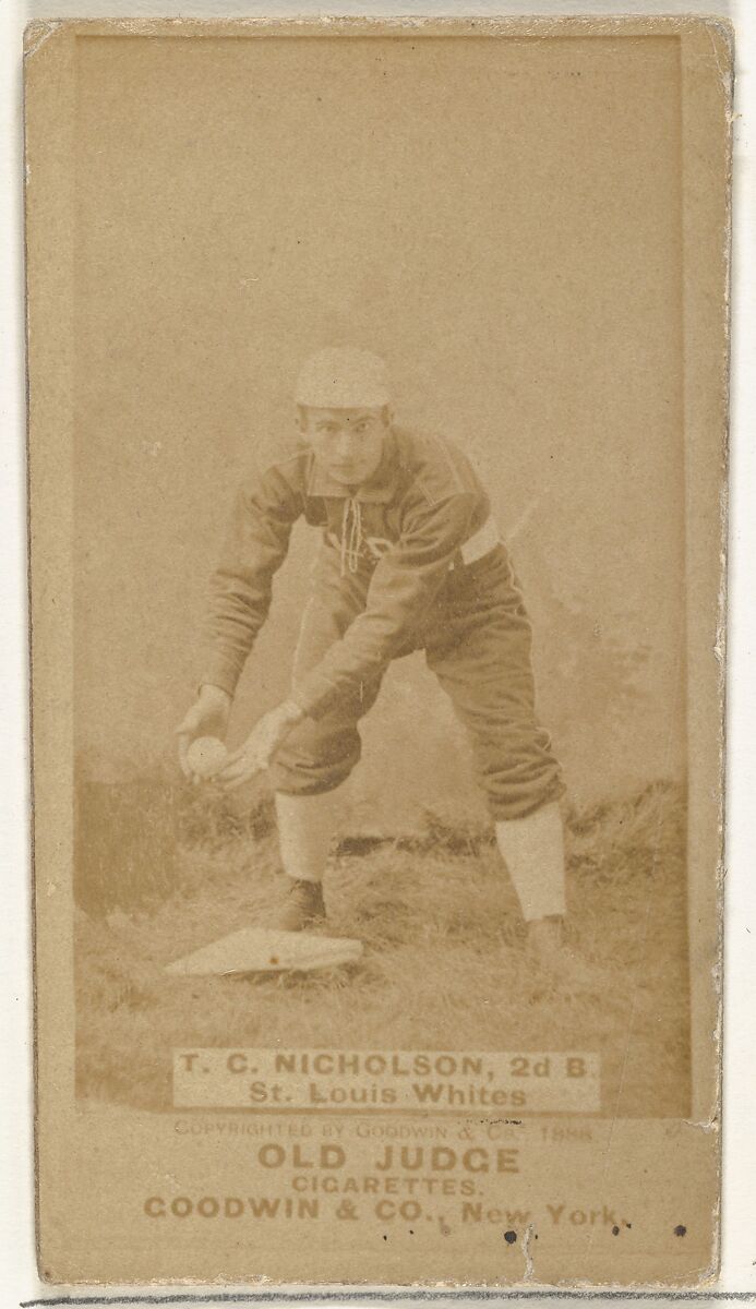 Nicholson, 2nd Base, St. Louis Whites, from the Old Judge series (N172) for Old Judge Cigarettes, Issued by Goodwin &amp; Company, Albumen photograph 