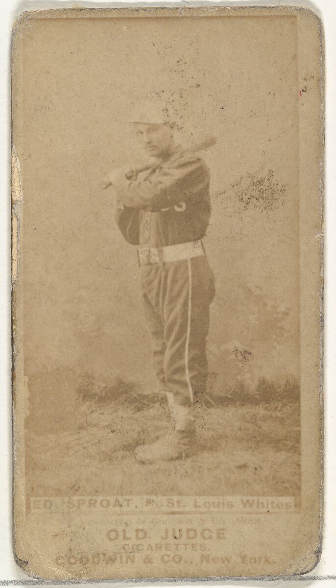 Sproat, Pitcher, St. Louis Whites, from the Old Judge series (N172) for Old Judge Cigarettes, Issued by Goodwin &amp; Company, Albumen photograph 