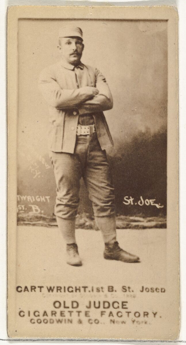 Edward Charles "Jumbo" Cartwright, 1st Base, St. Joseph Clay Eaters, from the Old Judge series (N172) for Old Judge Cigarettes, Issued by Goodwin &amp; Company, Albumen photograph 