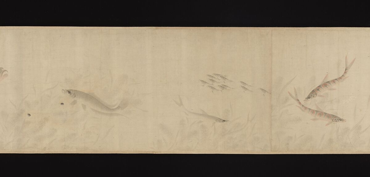 The Pleasures of Fishes, Zhou Dongqing (Chinese, active late 13th century), Handscroll; ink and color on paper, China