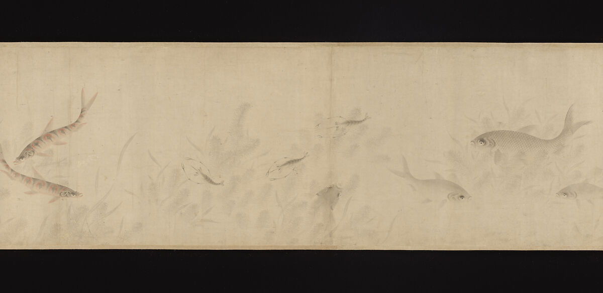 The Pleasures of Fishes, Zhou Dongqing (Chinese, active late 13th century), Handscroll; ink and color on paper, China