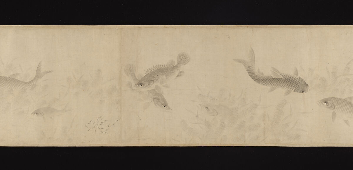 The Pleasures of Fishes, Zhou Dongqing (Chinese, active late 13th century), Handscroll; ink and color on paper, China