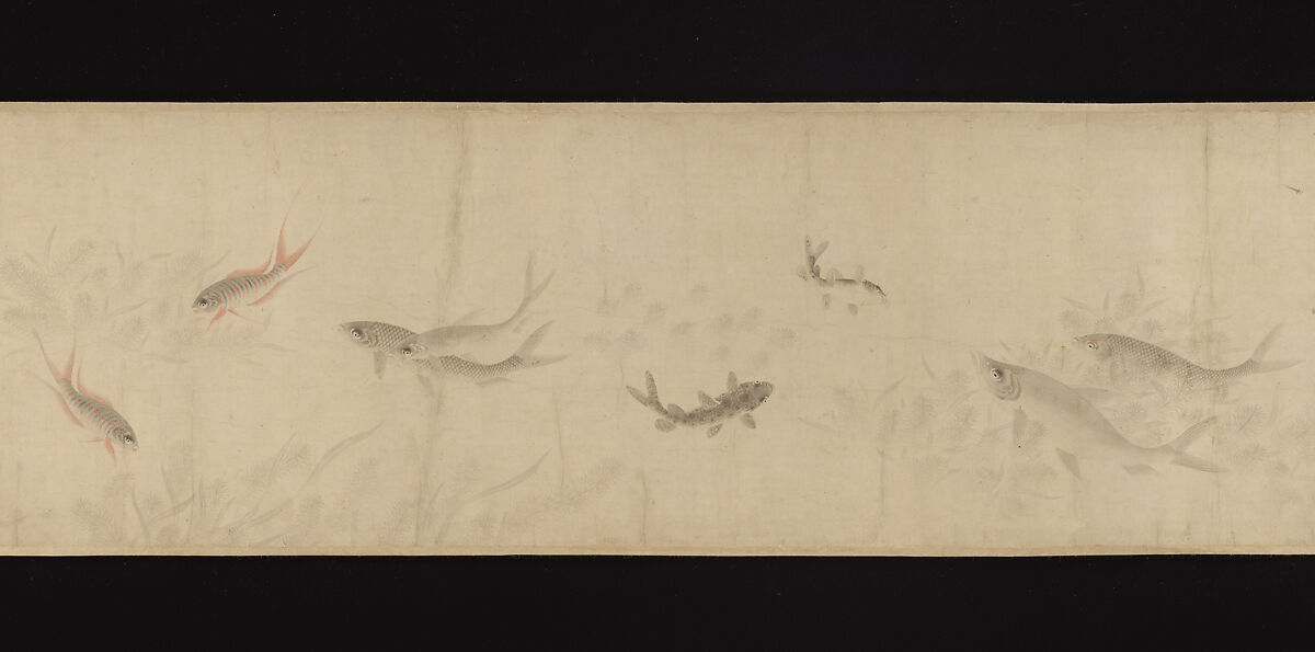 The Pleasures of Fishes, Zhou Dongqing (Chinese, active late 13th century), Handscroll; ink and color on paper, China