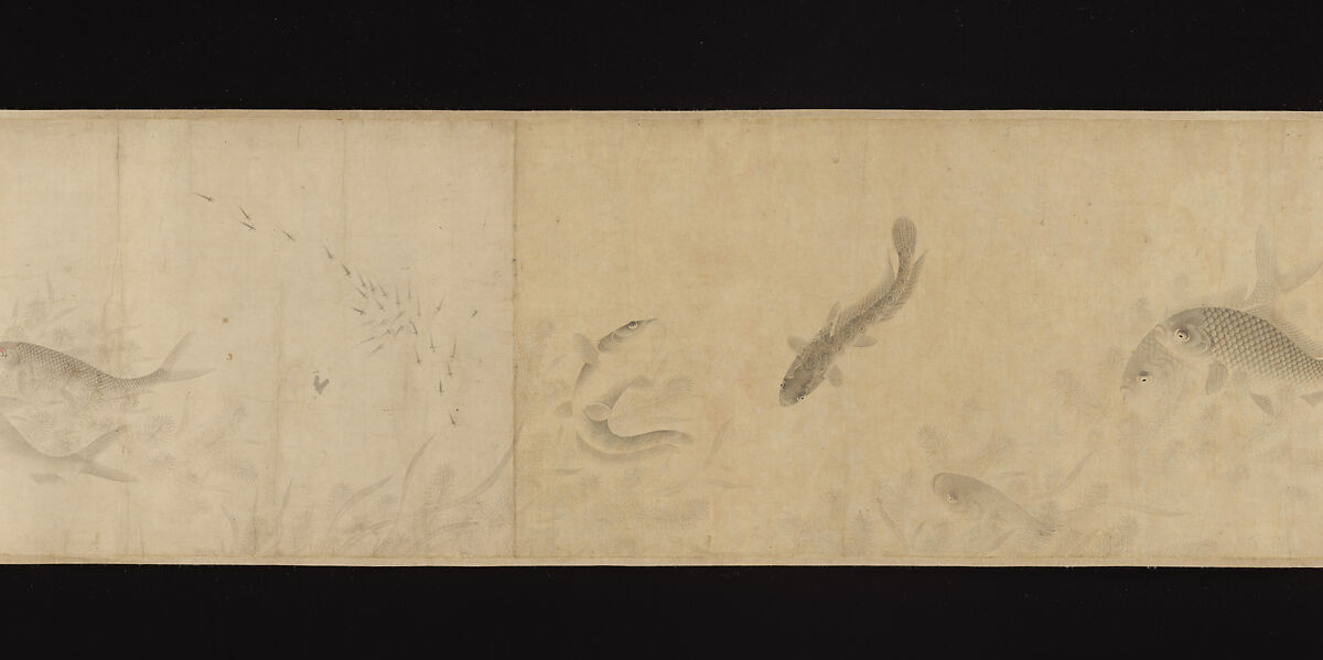 The Pleasures of Fishes, Zhou Dongqing (Chinese, active late 13th century), Handscroll; ink and color on paper, China