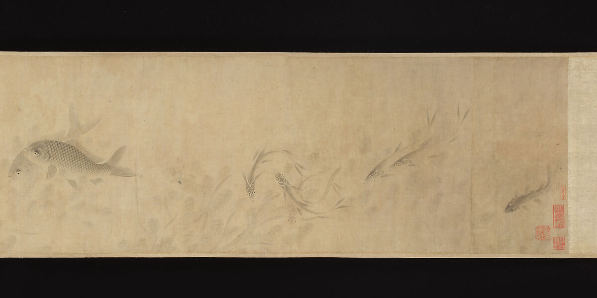 The Pleasures of Fishes, Zhou Dongqing (Chinese, active late 13th century), Handscroll; ink and color on paper, China
