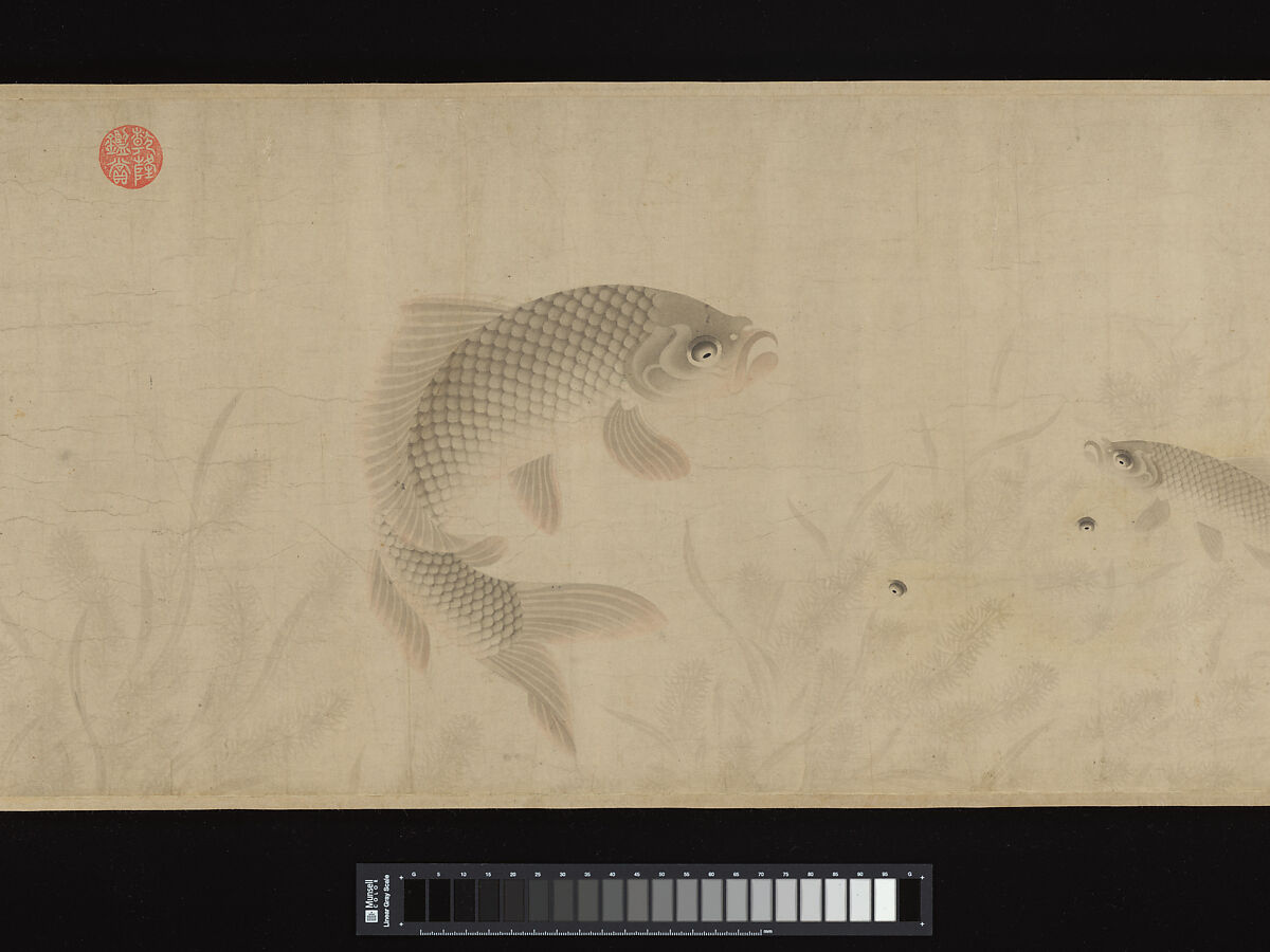 The Pleasures of Fishes, Zhou Dongqing (Chinese, active late 13th century), Handscroll; ink and color on paper, China