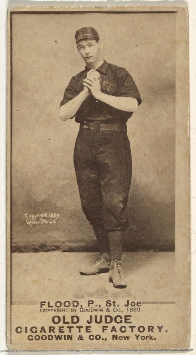 Thomas J. Flood, Pitcher, St. Joseph Clay Eaters, from the Old Judge series (N172) for Old Judge Cigarettes, Issued by Goodwin &amp; Company, Albumen photograph 