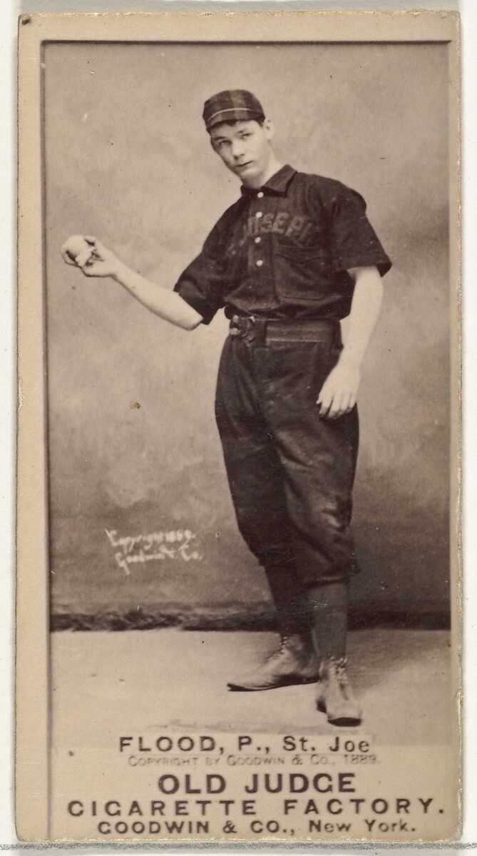 Thomas J. Flood, Pitcher, St. Joseph Clay Eaters, from the Old Judge series (N172) for Old Judge Cigarettes, Issued by Goodwin &amp; Company, Albumen photograph 