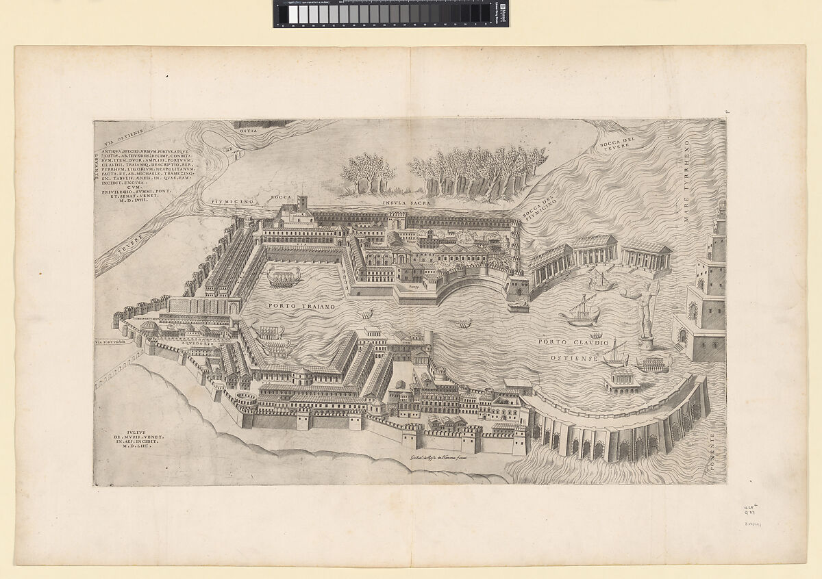 Birdseye View of the Port of Rome, from "Speculum Romanae Magnificentiae", Giulio de Musi (Italian, active 1550–1555), Engraving 