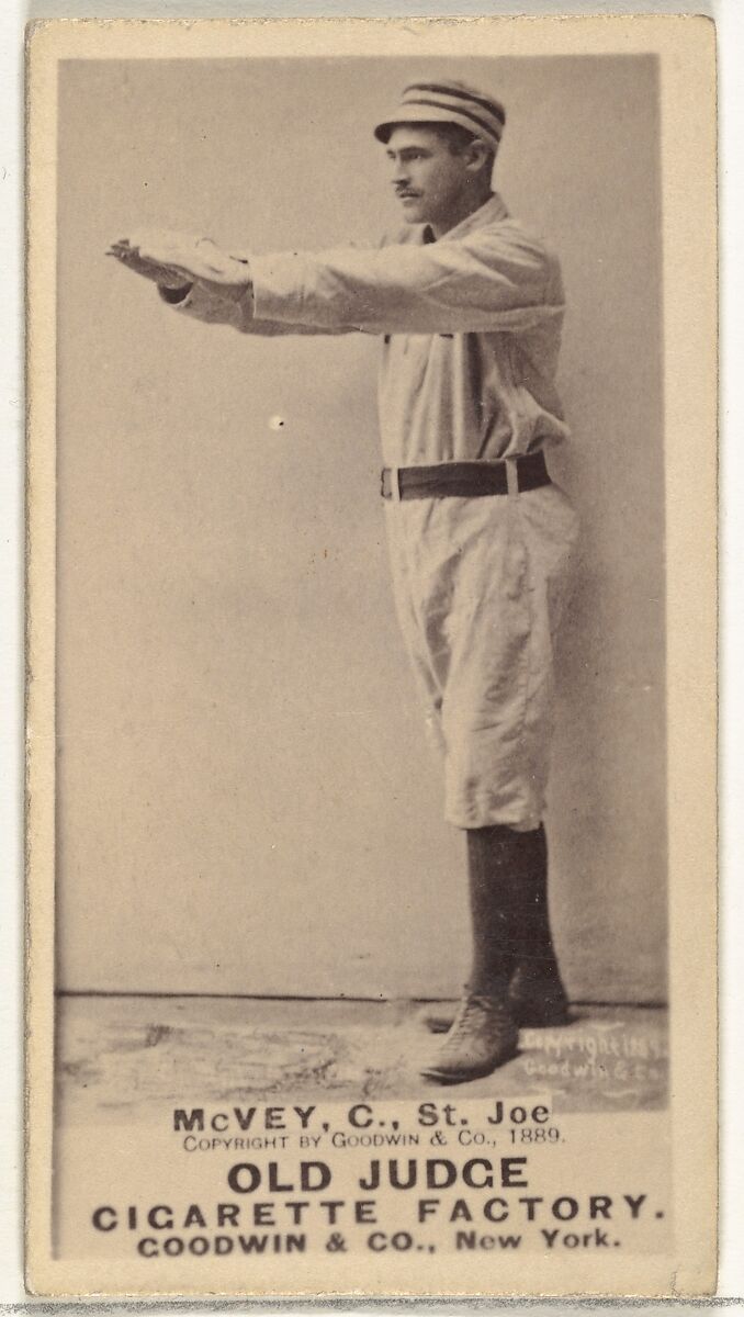 George W. McVey, Catcher, St. Joseph Clay Eaters, from the Old Judge series (N172) for Old Judge Cigarettes, Issued by Goodwin &amp; Company, Albumen photograph 