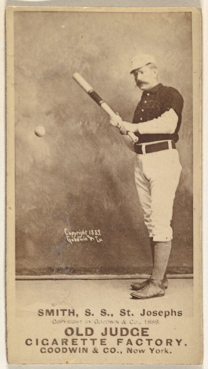 H. Smith, Shortstop, St. Joseph Clay Eaters, from the Old Judge series (N172) for Old Judge Cigarettes, Issued by Goodwin &amp; Company, Albumen photograph 