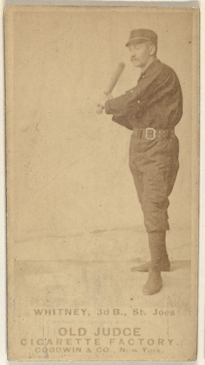 Charles F. Whitney, 3rd Base, St. Joseph Clay Eaters, from the Old Judge series (N172) for Old Judge Cigarettes, Issued by Goodwin &amp; Company, Albumen photograph 