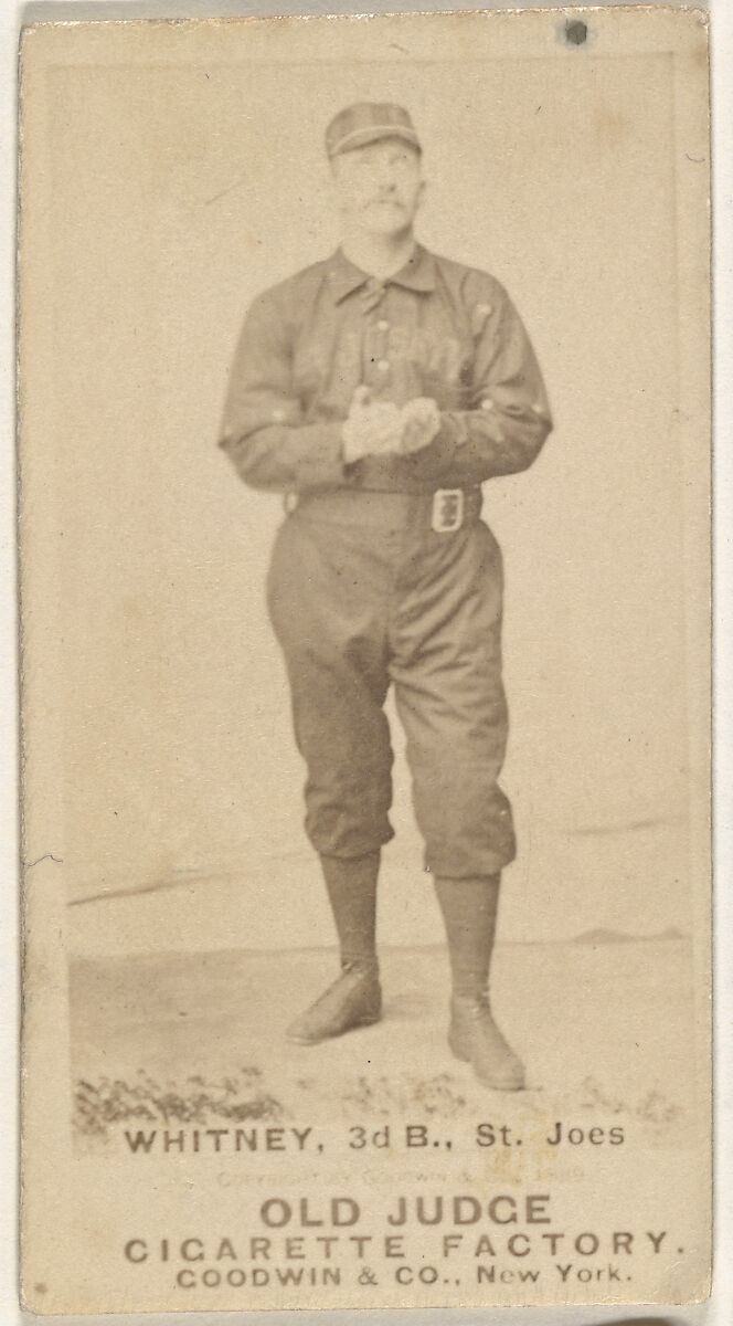 Charles F. Whitney, 3rd Base, St. Joseph Clay Eaters, from the Old Judge series (N172) for Old Judge Cigarettes, Issued by Goodwin &amp; Company, Albumen photograph 