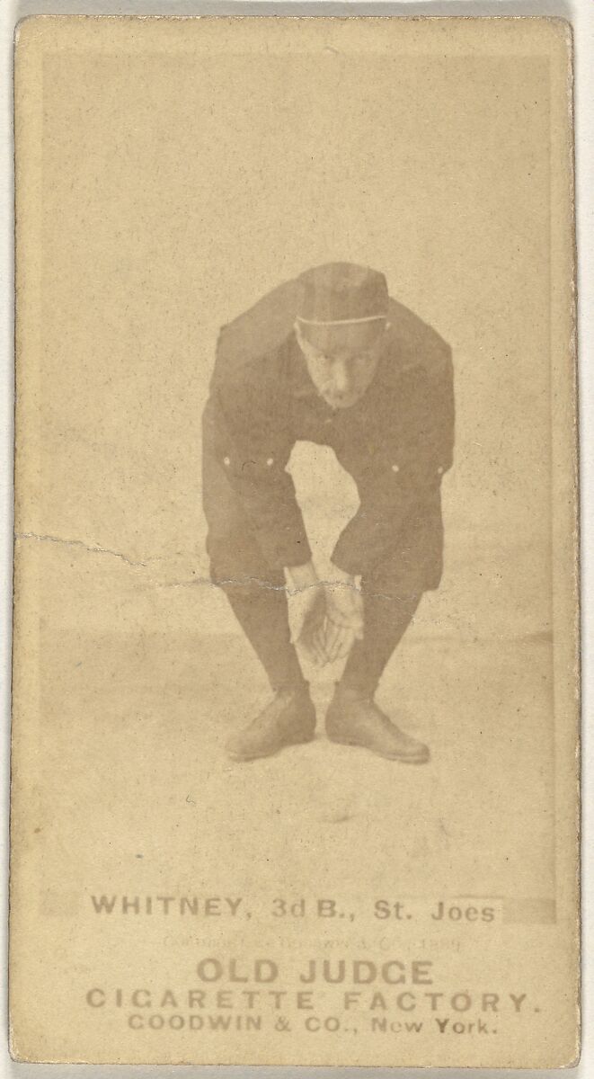 Charles F. Whitney, 3rd Base, St. Joseph Clay Eaters, from the Old Judge series (N172) for Old Judge Cigarettes, Issued by Goodwin &amp; Company, Albumen photograph 