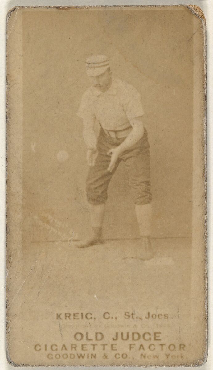 William Frederick "Bill" Krieg, 1st Base, St. Joseph Clay Eaters, from the Old Judge series (N172) for Old Judge Cigarettes, Issued by Goodwin &amp; Company, Albumen photograph 