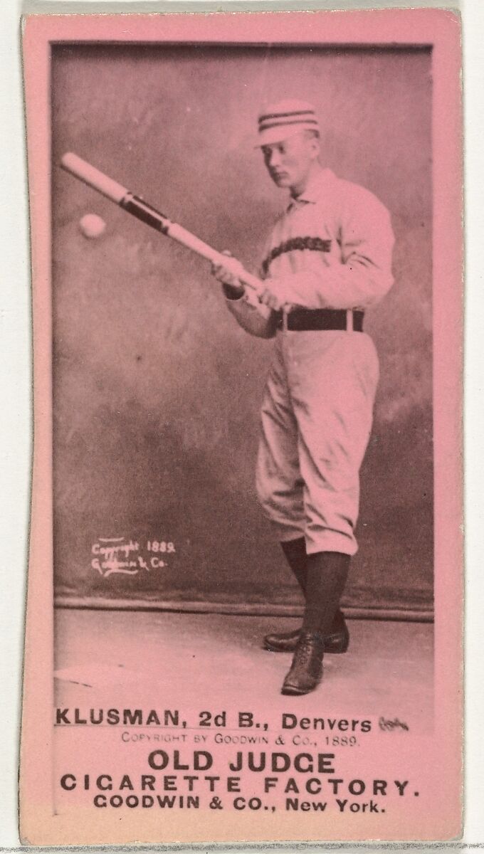 William F. "Billy" Klusman, 2nd Base, Denver, from the Old Judge series (N172) for Old Judge Cigarettes, Issued by Goodwin &amp; Company, Albumen photograph 