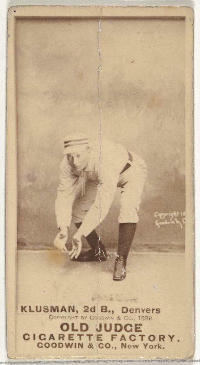 William F. "Billy" Klusman, 2nd Base, Denver, from the Old Judge series (N172) for Old Judge Cigarettes, Issued by Goodwin &amp; Company, Albumen photograph 