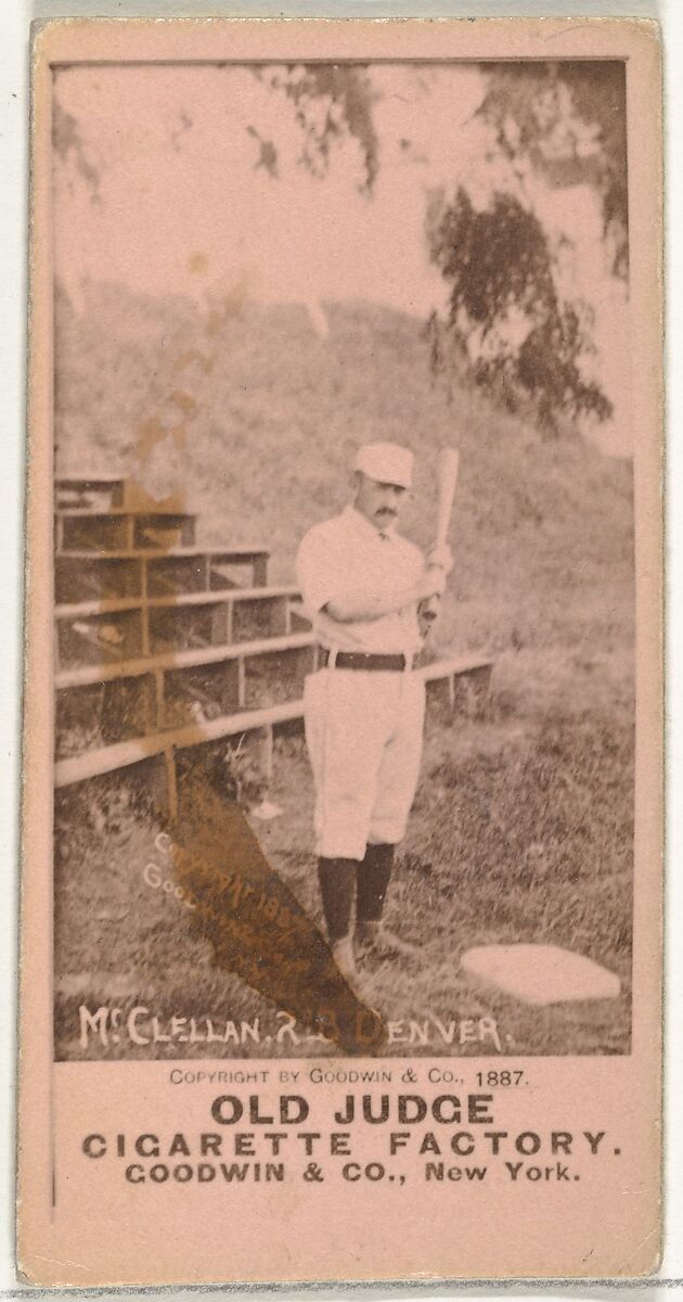 William Henry "Bill" McClellan, 2nd Base, Denver, from the Old Judge series (N172) for Old Judge Cigarettes, Issued by Goodwin &amp; Company, Albumen photograph 