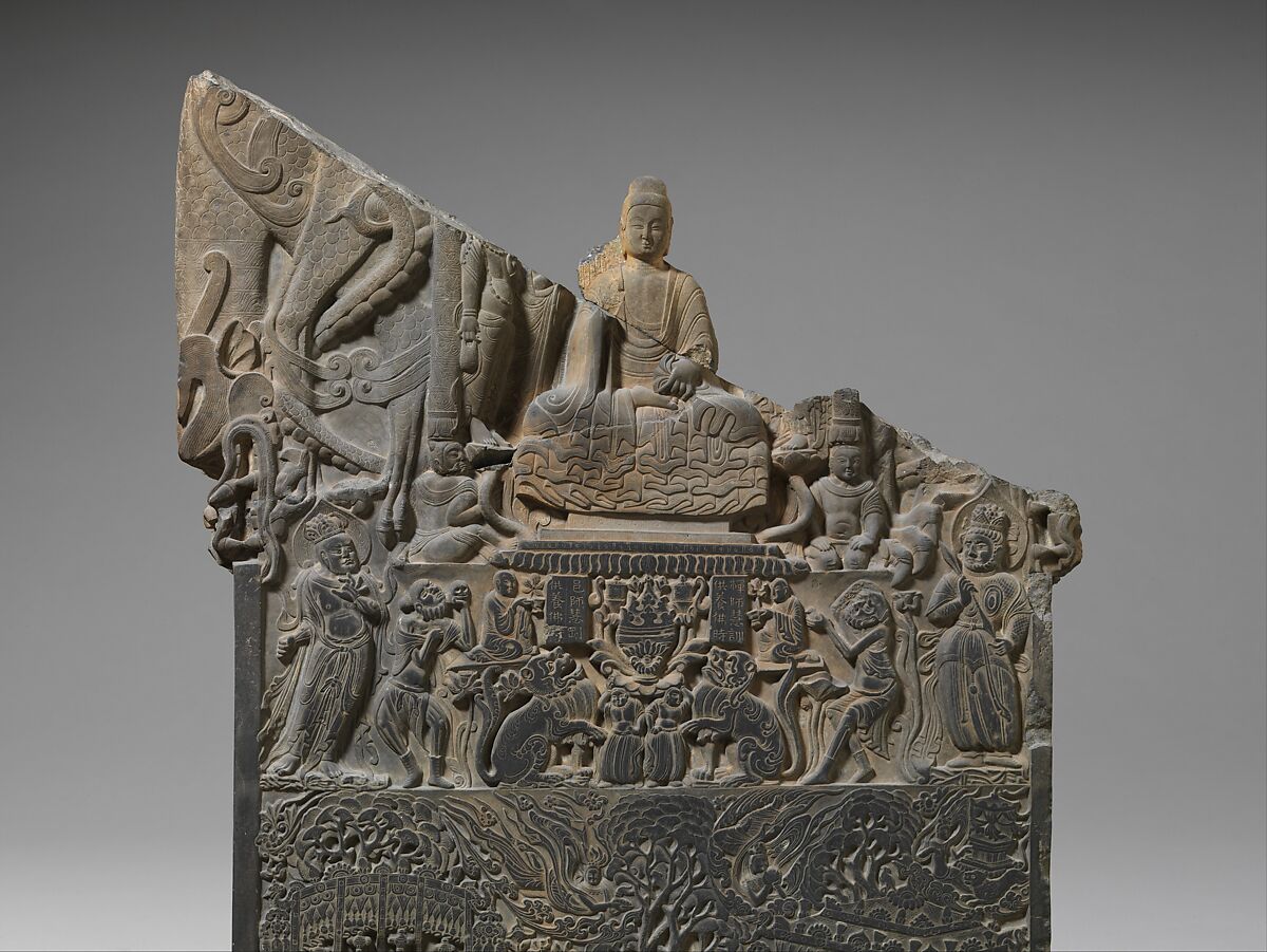 Stele Commissioned by Helian Ziyue (赫蓮子悅) and a Devotional Society of Five Hundred Individuals, Limestone, China