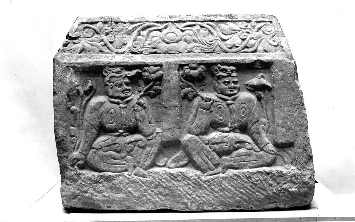 The Visit of Manjushri to Vimalakirti (base of stele), Limestone, China