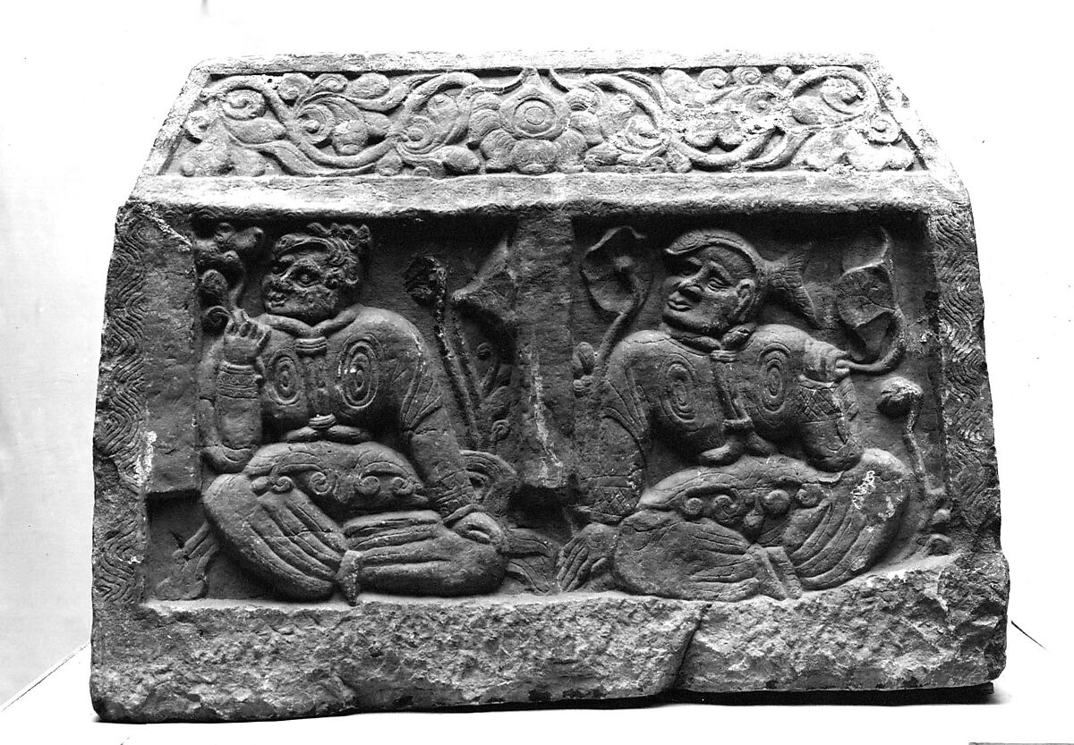 The Visit of Manjushri to Vimalakirti (base of stele), Limestone, China