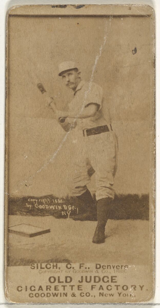 Ed "Baldy" Silch, Center Field, Denver, from the Old Judge series (N172) for Old Judge Cigarettes, Issued by Goodwin &amp; Company, Albumen photograph 
