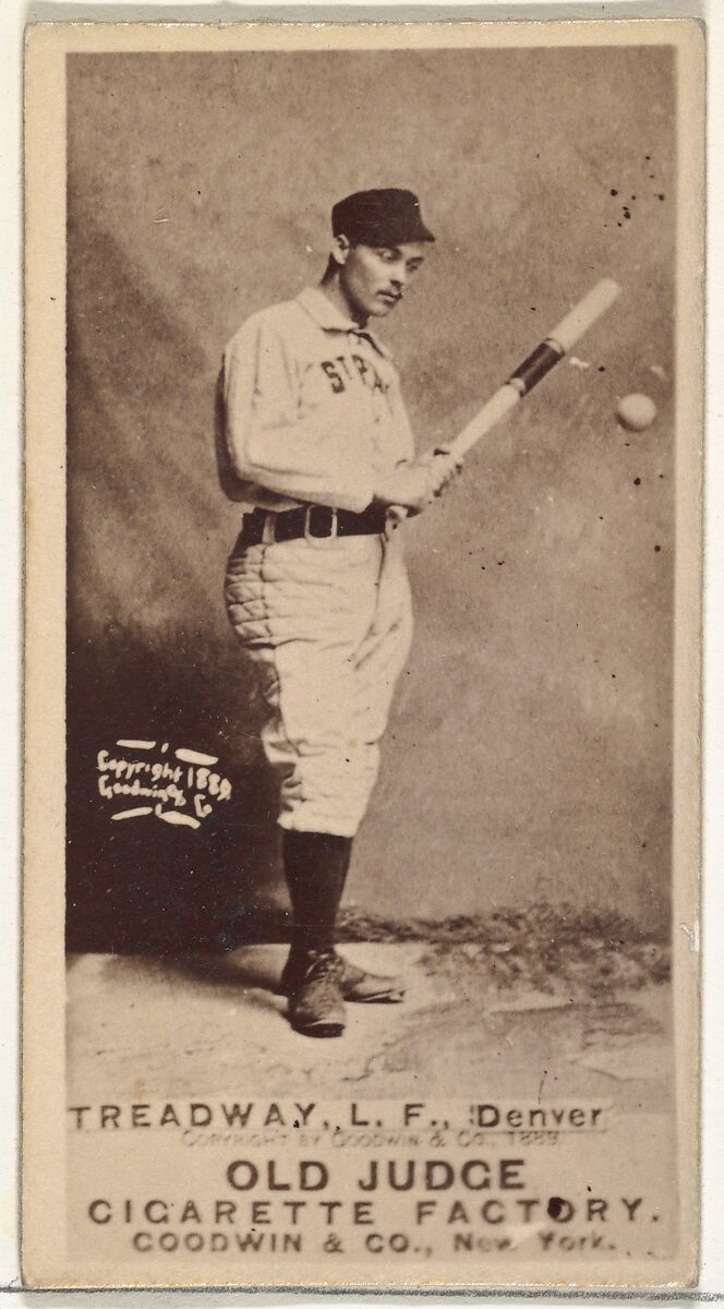 George B. Treadway, Left Field, Denver, from the Old Judge series (N172) for Old Judge Cigarettes, Issued by Goodwin &amp; Company, Albumen photograph 