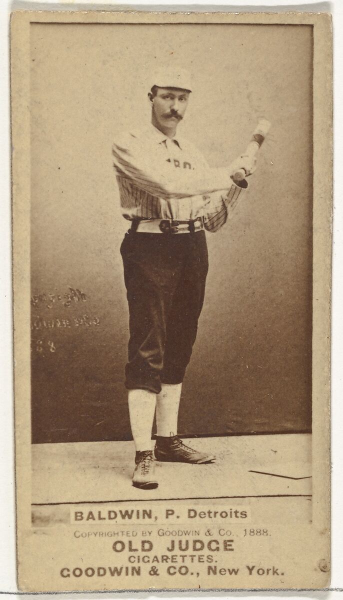 Charles B. "Lady" Baldwin, Pitcher, Detroit Wolverines, from the Old Judge series (N172) for Old Judge Cigarettes, Issued by Goodwin &amp; Company, Albumen photograph 