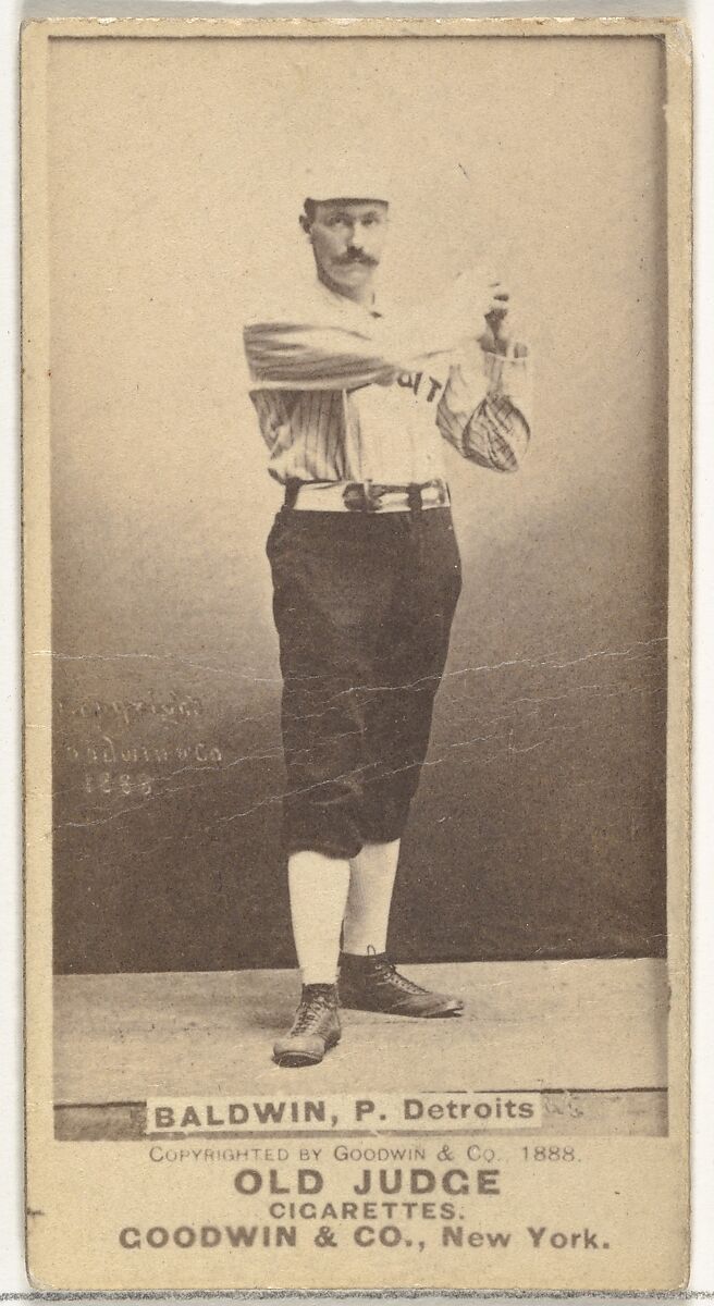 Charles B. "Lady" Baldwin, Pitcher, Detroit Wolverines, from the Old Judge series (N172) for Old Judge Cigarettes, Issued by Goodwin &amp; Company, Albumen photograph 