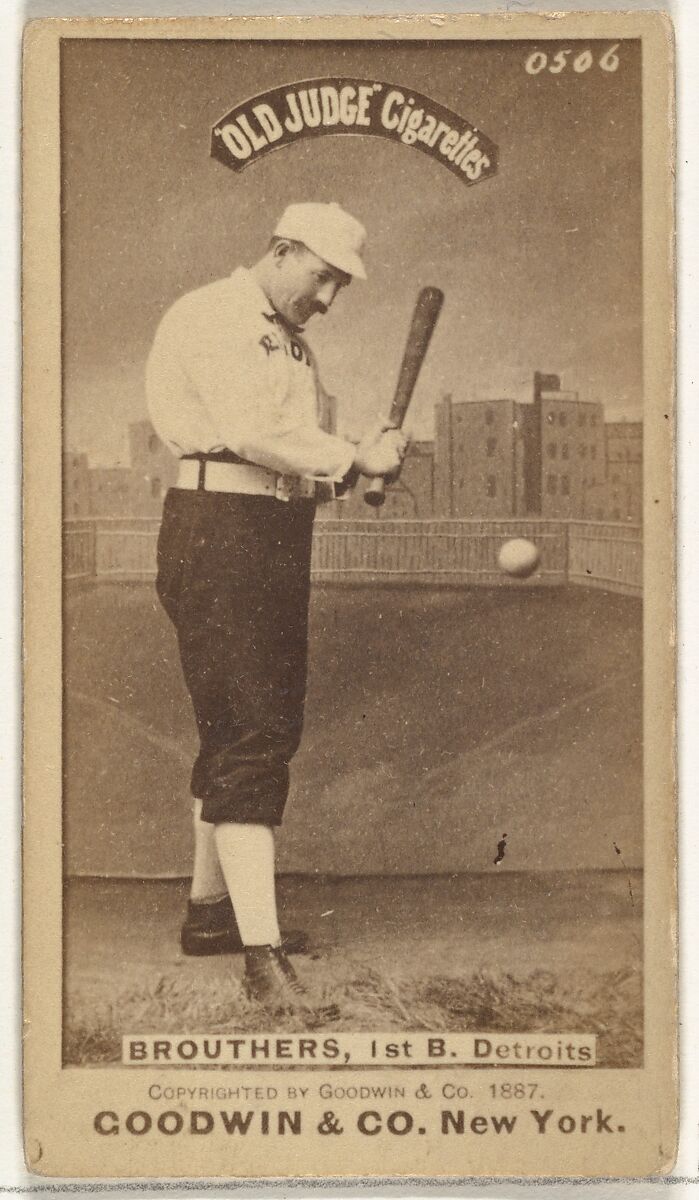 Dennis Joseph "Dan" Brouthers, 1st Base, Detroit Wolverines, from the Old Judge series (N172) for Old Judge Cigarettes, Issued by Goodwin &amp; Company, Albumen photograph 
