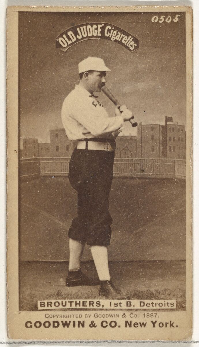 Dennis Joseph "Dan" Brouthers, 1st Base, Detroit Wolverines, from the Old Judge series (N172) for Old Judge Cigarettes, Issued by Goodwin &amp; Company, Albumen photograph 