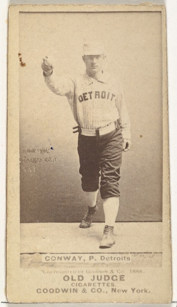 Peter J. "Pete" Conway, Pitcher, Detroit Wolverines, from the Old Judge series (N172) for Old Judge Cigarettes, Issued by Goodwin &amp; Company, Albumen photograph 